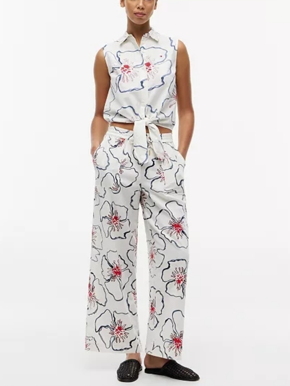 Tommy Hilfiger Linear Poppy Watercolor Wide Leg Pants Size S/P